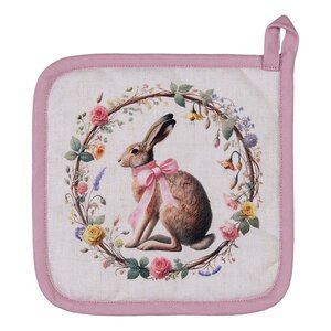 Clayre & Eef Topflappen Rabbit & Roses pink