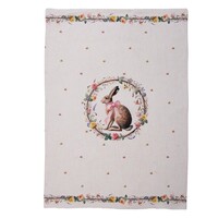 Clayre & Eef Tea towel Rabbit & Roses pink