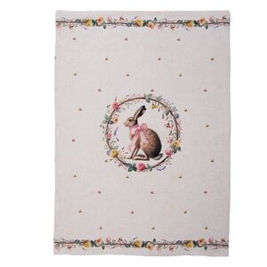Clayre & Eef Geschirrtuch Rabbit & Roses pink