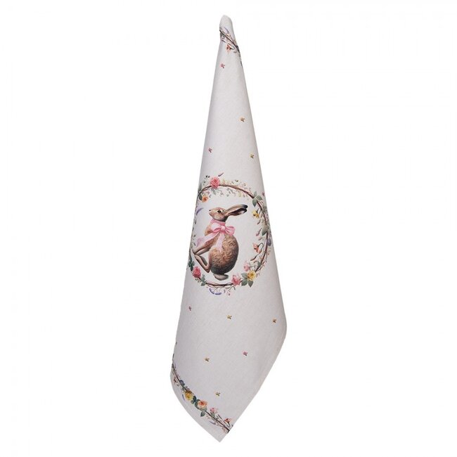 Tea towel Rabbit & Roses pink