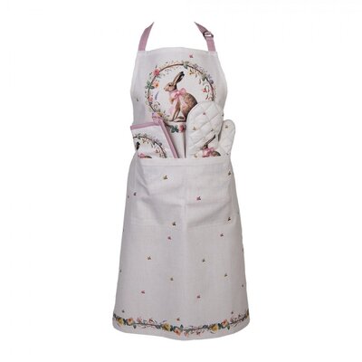 Clayre & Eef Kitchen apron Rabbit & Roses pink