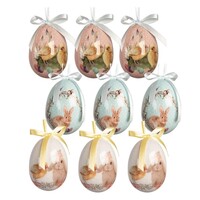 Clayre & Eef Osterhänger Eggs Rabbits & Chicks Set of 9