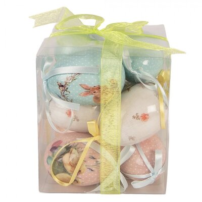 Clayre & Eef Osterhänger Eggs Rabbits & Chicks Set of 9