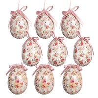 Clayre & Eef Easter Hanger Eggs Petite Flowers pink Set of 9