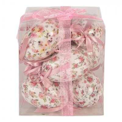 Clayre & Eef Easter Hanger Eggs Petite Flowers pink Set of 9