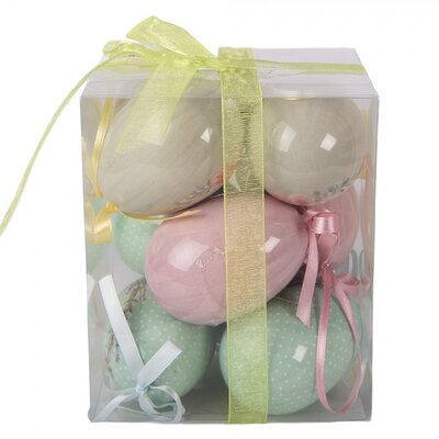 Clayre & Eef Easter Hanger Eggs Rabbits & Flowers Set of 9