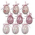 Clayre & Eef Easter Hanger Eggs Petite Flower purple Set of 9