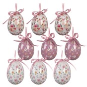 Clayre & Eef Easter Hanger Eggs Petite Flower purple Set of 9
