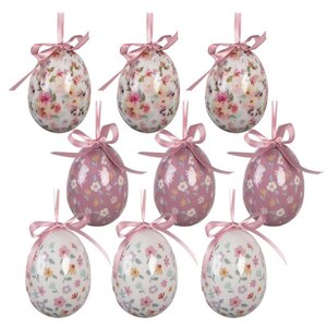 Clayre & Eef Easter Hanger Eggs Petite Flower purple Set of 9