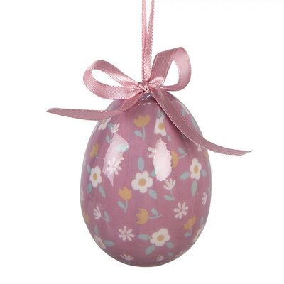 Clayre & Eef Easter Hanger Eggs Petite Flower purple Set of 9