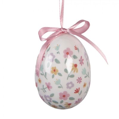 Clayre & Eef Easter Hanger Eggs Petite Flower purple Set of 9