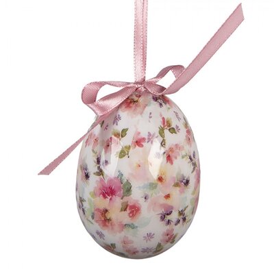 Clayre & Eef Easter Hanger Eggs Petite Flower purple Set of 9