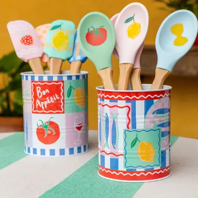 Talking Tables Silicone-Wood Kitchen Utensils assorti