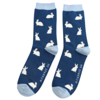 Miss Sparrow Männer-Socken Bamboo Rabbits navy