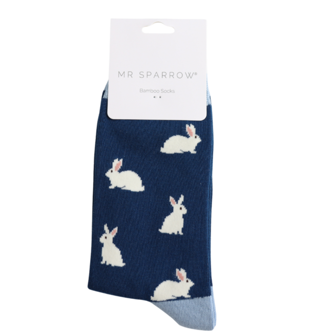 Mens Socks Bamboo Rabbits navy