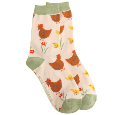 Miss Sparrow Socken Bamboo Chicks & Hen cream