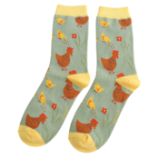 Miss Sparrow Socks Bamboo Chicks & Hen sage
