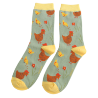 Miss Sparrow Socks Bamboo Chicks & Hen sage