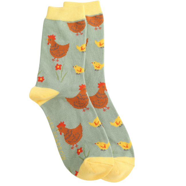 Socks Bamboo Chicks & Hen sage