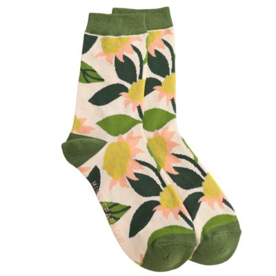 Miss Sparrow Socks Bamboo Echinaceas cream