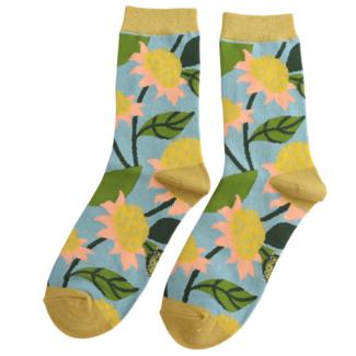 Miss Sparrow Socks Bamboo Echinaceas duck egg