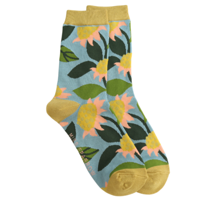 Miss Sparrow Socks Bamboo Echinaceas duck egg