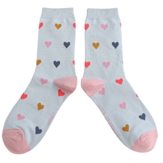 Miss Sparrow Socks Bamboo Multi Hearts blue