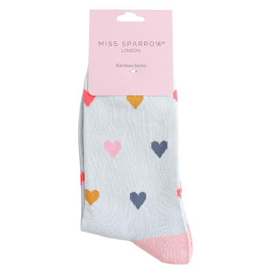 Miss Sparrow Socken Bamboo Multi Hearts blue