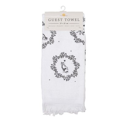 Clayre & Eef Guest towel Rabbits black-white