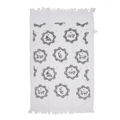 Clayre & Eef Guest towel Rabbits black-white