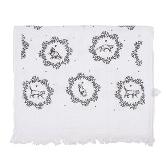 Clayre & Eef Guest towel Cats black-white