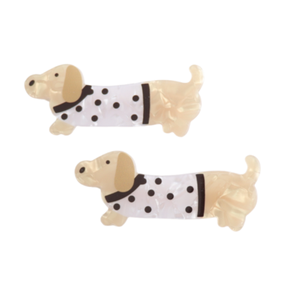 Red Cuckoo Haarclips Dog white Set of 2