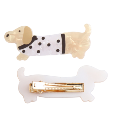 Red Cuckoo Haarclips Dog white Set of 2