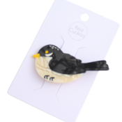 Red Cuckoo Haarclip Black Bird