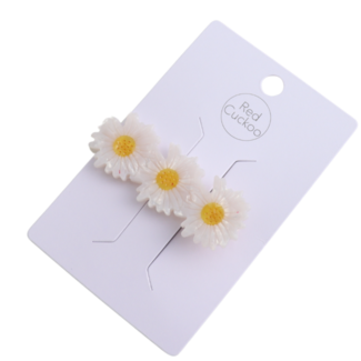 Red Cuckoo Hair Clip Oxeye Daisies