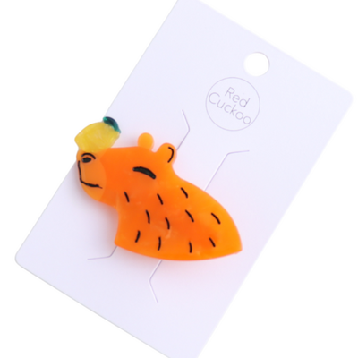 Red Cuckoo Hair Clip Capybara