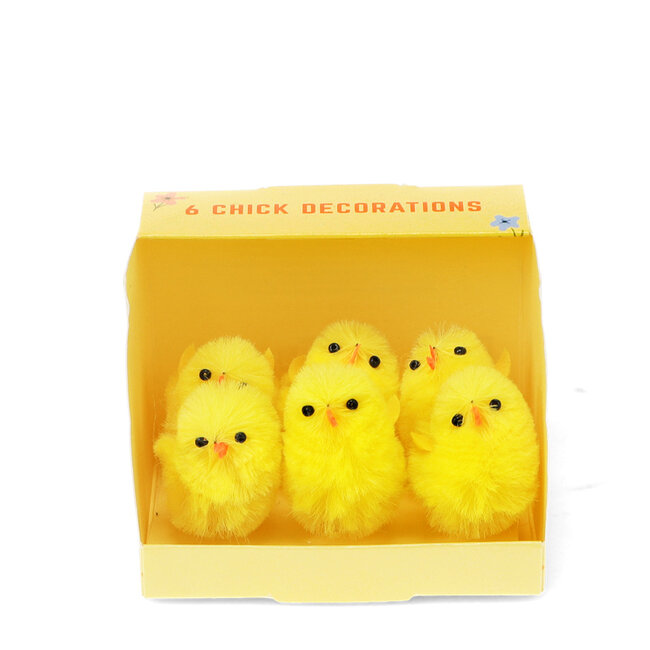 Fluffy Easter Decorations Mini Chicks Set of 6