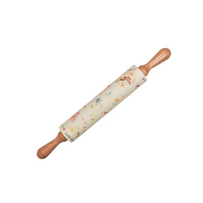 Isabelle Rose Silicone Wooden Rolling Pin English Garden 43 cm