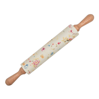 Isabelle Rose Silicone Wooden Rolling Pin English Garden 43 cm