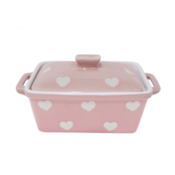 Isabelle Rose Butter Dish Hearts pink