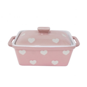 Isabelle Rose Butter Dish Hearts pink