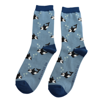 Miss Sparrow Mens Socks Bamboo Orca denim