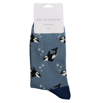 Miss Sparrow Mens Socks Bamboo Orca denim