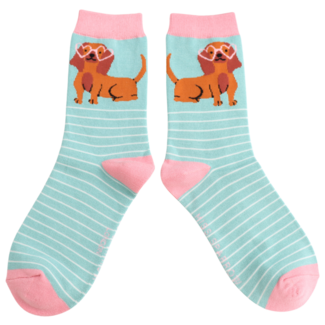 Miss Sparrow Socks Bamboo Sausage in Shades duck egg