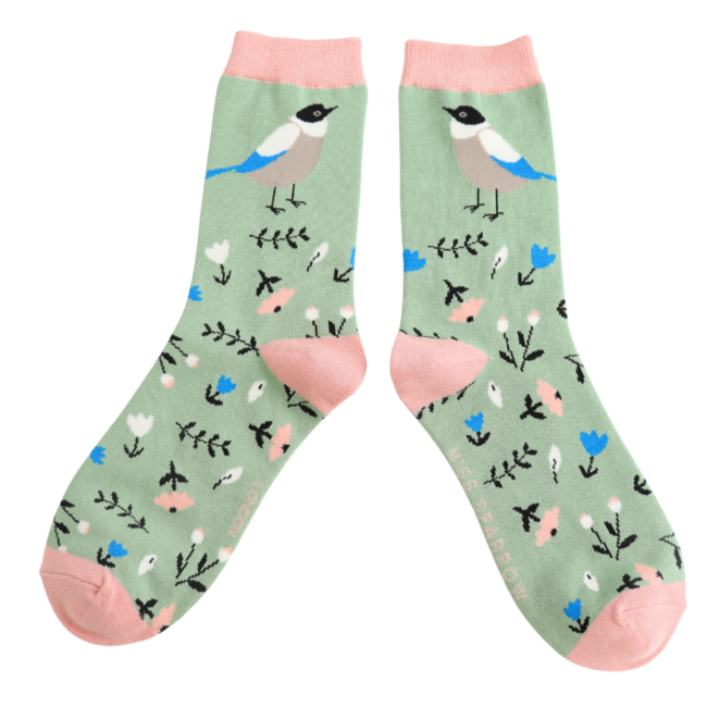 Socks Bamboo Sweet Birdie green