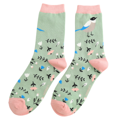 Miss Sparrow Socks Bamboo Sweet Birdie green