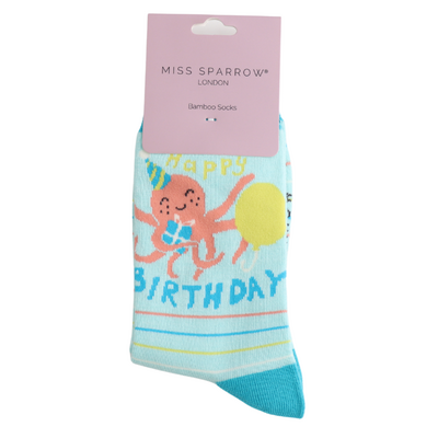 Miss Sparrow Socks Bamboo Octopus aqua
