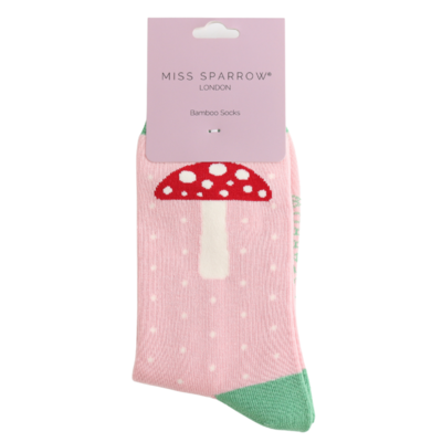 Miss Sparrow Socks Bamboo Dotted Toadstool blush