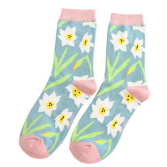 Miss Sparrow Socken Bamboo Daffodils duck egg