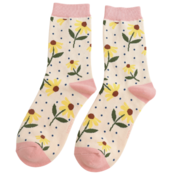 Miss Sparrow Socks Bamboo Sunflowers cream